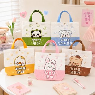 오리지널 캐릭터 캔버스 가방 폭발적인 귀여운 작은 가방 왕홍 밥 도시락