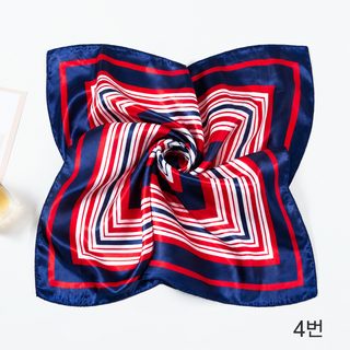 여성 50x50cm 미니 사각 스카프 폴리에스터 프린트 오피스룩 가방 헤어 액세