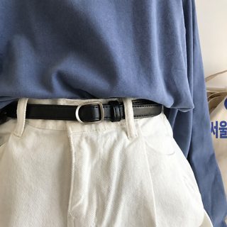 왕홍 같은 얇은 벨트 여자 심플 무공 한국판 학생 청바지 벨트 여자 블랙 ins