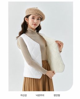 셔츠 선 여사 가을 겨울 짧은 기모 조끼 내담 보온 가정 편안하고 심플한 여성 조끼 8021