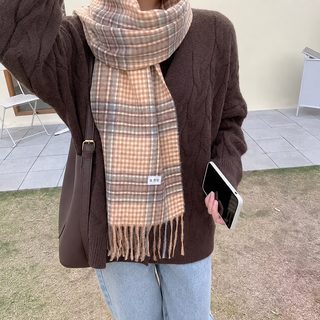 스카프 여성 도매 겨울 학생 신상 체크 모조 캐시미어 보온 수술 숄 두께 한