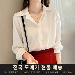 여성용 흰 셔츠 올가을룩 2026년 신상 긴팔 셔츠 디자인감 소중기질 흰색 상