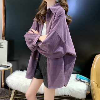 1688 가을옷 시즌 신상 한국판 통근 헐렁헐렁 나른한 중장형 외투 코듀로이