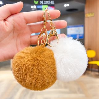 컬러 8cm 모조 토끼털 열쇠고리 패션 털털 액세서리 걸이 액세서리 귀여운 핸드폰 털공 장식품
