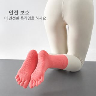 mythdoor 면 미끄럼방지 필라테스 요가 양말 남녀공용 중목 발가락 압박 스포