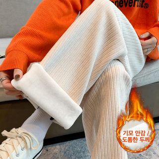기모 두께 코듀로이 와이드 팬츠 여자 겨울 하이웨이스트 롱 팬츠 드롭감
