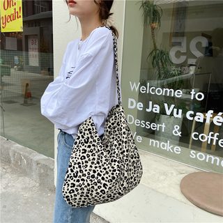 호피무늬 캔버스 토트백 여성 숄더 크로스백 대용량 데일리 쇼핑백