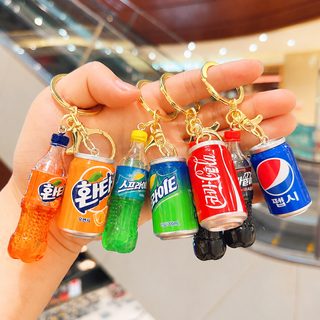 귀여운 초모의 콜라 사이다 음료수 병 캔 열쇠고리 커플 가방 자동차 걸이
