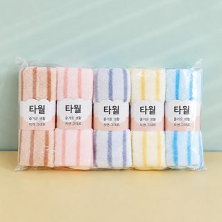 코랄 털 수건 도매 5 개 포장 암호화 두꺼운 줄무늬 흡수 수건 색조 세안 수