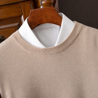 남성 가을 겨울 라운드넥 긴팔 니트 스웨터 데일리 캐주얼 솔리드 컬러 풀