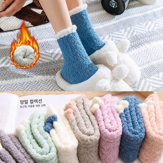 여성 산후 수면 양말 산호털 겨울용 중목 두꺼운 가정용 보온 양말
