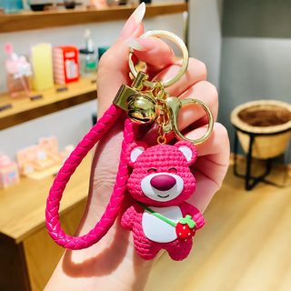 딸기곰 분실방지 열쇠고리 종 키링 가방 장식 실리콘 인형 유치원 어린이