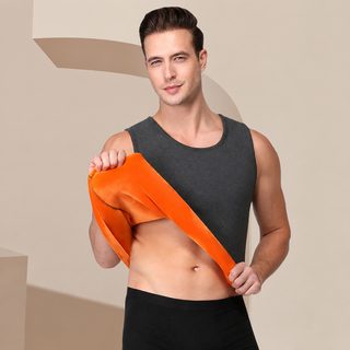 남성 기모 보온조끼 겨울용 초부드러운 발열 이너웨어 라운드넥 민소매 내
