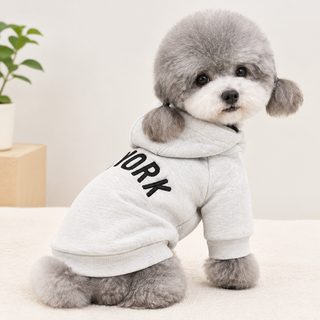 狗狗衣服秋冬款加绒保暖卫衣雪纳瑞泰迪比熊博美防掉毛两脚连帽衣