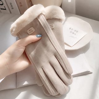 장갑 여자 가을 겨울 보온 이중 기모 가후 라이딩 귀여운 덕모 방한 자전거