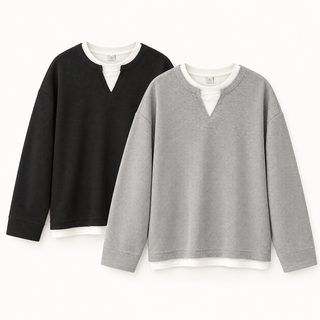 봄가을 와플 더블 긴팔 티셔츠 남성 클렌핏 트렌디한 빈티지 캐주얼 루즈한 상의