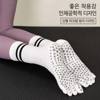 여성 오지 발가락 미끄럼 방지 중목 양말 요가 필라테스 러닝 운동 헬스 줄