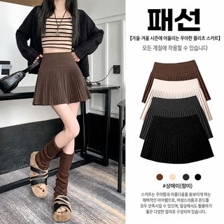 2025 신상 가을 겨울 모직 작은 주름 치마 주름 치마 반신 짧은 치마 A자 반신 치마