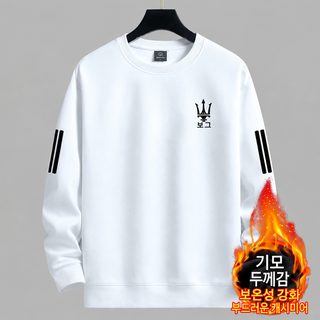 남성 겨울 기모 맨투맨 오버핏 라운드넥 긴팔 무지 그래픽 캐주얼 스웨트셔