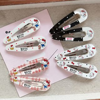 소녀심 머리핀 물결무늬 kitty 고양이 머리핀 달콤하다 잘 어울리다 잘게 쪼