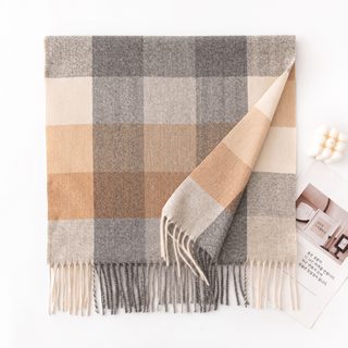 DayAPril 남녀공용 겨울 체크 머플러 50x200cm 인조 캐시미어 숄 목도리
