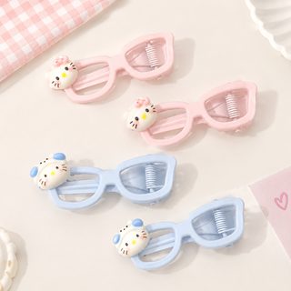 고양이 안경 모양 집게핀 앞머리 옆머리 포인트 헤어핀