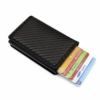 남성 카드지갑 RFID 차단 초슬림 탄소섬유 자동 카드수납 알루미늄 지갑