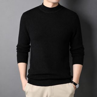 반목폴라 니트 남성 스웨터 슬림핏 순색 레깅스 가을 겨울 크로스보더 아마