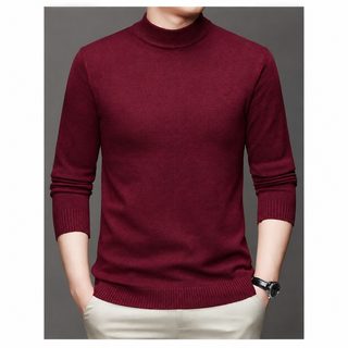 남성 반하이넥 니트 스웨터 가을 겨울 긴팔 슬림핏 데일리 보온 레이어드