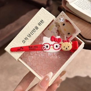 귀여운 키티 머리핀 라지 오리 앞머리 머리핀 만화 달콤한 소녀 옆머리 머