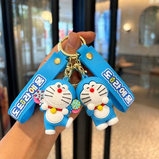 신형 도라에몽 열쇠고리 팅커벨 고양이 차 열쇠고리 귀여운 커플 남학생 여학생 책가방 걸이 도매