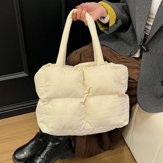 여성 나일론 토트백 숄더백 링거 퍼프 클립 심플 단색 2025 가을 겨울 데일리