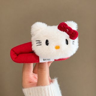 귀엽다 빨간 kt 고양이 쪼개다 실핀하다 모직 헬로키티 리본 실핀소녀 BB 실