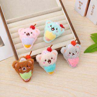 귀여운 곰돌이 아이스크림 털인형 가방 장식 키링 DIY 부자재 여성용 백참
