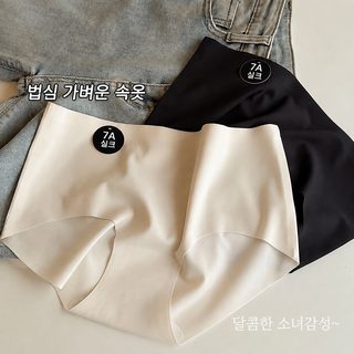 여성 노라인 팬티 7A 뽕실크 안감 아이스실 속건 통기성 미드라이즈 삼각팬