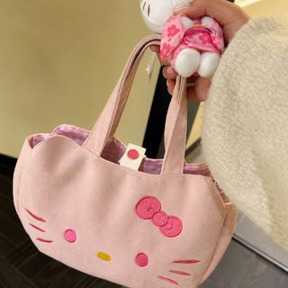 粉色kitty刺绣手提包包韩系韩版新款小托特包通勤包百搭手拎包