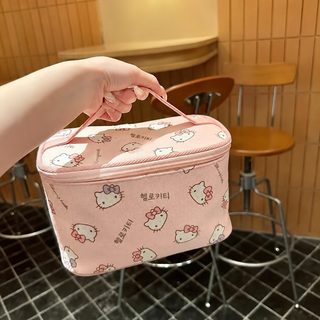 신상 키티 큐티 대용량 휴대용 수납 핸드백 여행 외출 세면 파우치 입체