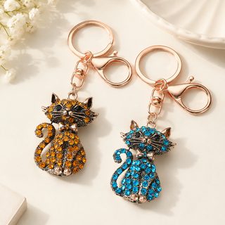 큐빅 고양이 키링 자동차 열쇠고리 가방 백팩 장식