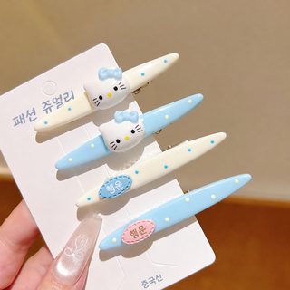 귀여운 Kitty 고양이 웨이브 핀 크림색 알파벳 오리 주둥이 핀 소녀 하트 옆