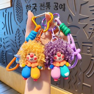 网红卡通潮酷卷毛小丑钥匙扣挂件炸毛公仔女包包挂饰小礼品钥匙圈