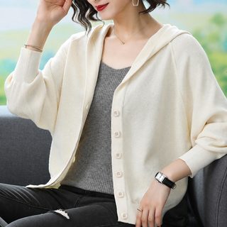 봄 가을 신상 한국판 가오리 스웨터 코트 여성 카디건 헐렁헐렁 단색 후드