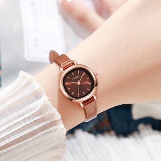 여성 미니 다이얼 손목시계 학생용 빈티지 감성 심플 PU 가죽밴드 쿼츠시계
