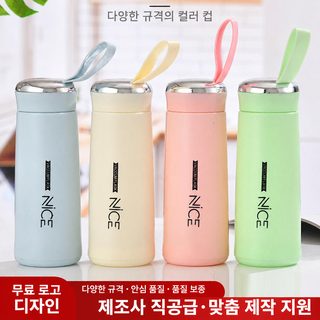 400ml 이중 유리컵 텀블러 뚜껑 포함 로고 인쇄 가능 사무실 판촉 선물
