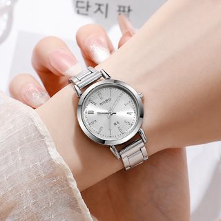 kayequan 여성용 소형 다이얼 쿼츠 손목시계 학생용 캐주얼 스틸 밴드 시계