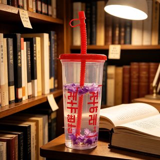 낚시용 PP 냉감 변색 물컵 350·450·650ml 대용량 뚜껑 빨대 휴대용 플라스틱컵