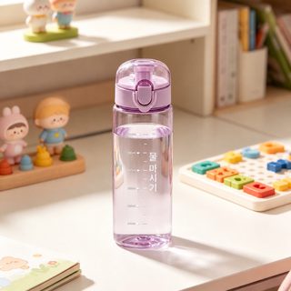 아웃도어 낚시용 650ml 투명 원터치 플립 물컵 빨대형 비산 방지 휴대용 PS 컵