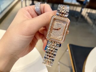 여성용 풀 큐빅 사각 손목시계 3컬러 메탈 밴드 패션 쿼츠 시계