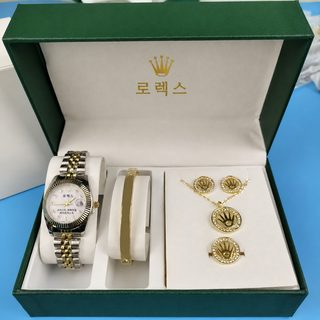 여성 손목시계 로그 시리즈 클래식 쿼츠 스테인리스 밴드 5종 주얼리 세트