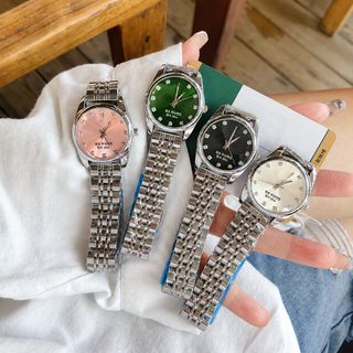 여성 메탈 손목시계 스테인리스 밴드 아날로그 쿼츠 학생용 37mm 패션시계