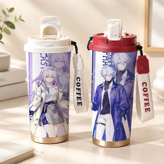316 스테인리스 보온보냉 텀블러 520ml 스트랩 빨대 물병